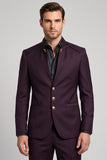 Blazer masculino de baile de finalistas Claret com gola única e peito alto