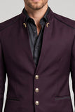 Blazer masculino de baile de finalistas Claret com gola única e peito alto
