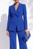 Fatos de Mulher de 2 Peças, Peito Simples com Lapela Royal Blue Peak