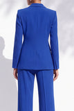 Fatos de Mulher de 2 Peças, Peito Simples com Lapela Royal Blue Peak