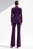 Colarinho Alto Roxo Escuro Glitter Fatos Femininos Compridos