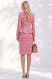 Fatos Peplum de Mulher Peplum de Peito Simples com Lapela Rosa Entalhada e Bolsos