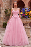 Vestido de finalista longo de finalista de finalistas com bordado em tule em linha A e bordado com missangas
