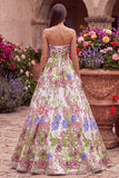 Vestido de Baile Longo, Strapless Strapless A-Line com bordado cor-de-rosa