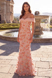 Rosa Missangas Ombro a Ombro Floral Longo Vestido de Baile