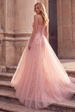 Vestido de baile longo sem alças com bordado A-Line com Lantejoulas e Vestido de Baile