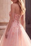 Vestido de baile longo sem alças com bordado A-Line com Lantejoulas e Vestido de Baile