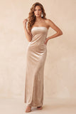 Vestido longo de festa de Natal Spring Velvet Olive Sheath