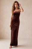 Vestido longo de festa de Natal Spring Velvet Olive Sheath