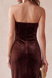 Vestido longo de festa de Natal Spring Velvet Olive Sheath