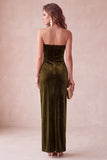 Vestido longo de festa de Natal Spring Velvet Olive Sheath