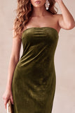 Vestido longo de festa de Natal Spring Velvet Olive Sheath