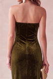 Vestido longo de festa de Natal Spring Velvet Olive Sheath