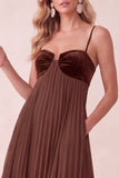 Vestido Maxi Plissado A-Line A-Line Sweetheart com Bolsos