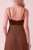 Vestido Maxi Plissado A-Line A-Line Sweetheart com Bolsos