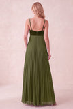Vestido Maxi Plissado A-Line A-Line Sweetheart com Bolsos