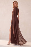Vestido de Convidado de Noiva com Capa de Chiffon de Capa de Um Ombro
