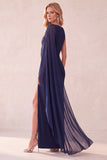 Vestido de Convidado de Noiva com Capa de Chiffon de Capa de Um Ombro