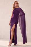 Vestido de Convidado de Noiva com Capa de Chiffon de Capa de Um Ombro