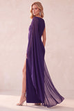Vestido de Convidado de Noiva com Capa de Chiffon de Capa de Um Ombro