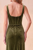 Vestido longo de festa de Natal com Espartilho Borgonha, veludo de veludo, decote quadrado, franzido, com bolsos
