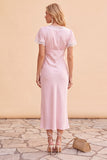 Vestido Midi de Festa de Natal com blush e decote em V, decote em V,