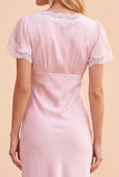 Vestido Midi de Festa de Natal com blush e decote em V, decote em V,