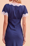 Vestido Midi de Festa de Natal com blush e decote em V, decote em V,