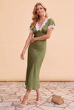 Vestido Midi de Festa de Natal com blush e decote em V, decote em V,