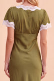 Vestido Midi de Festa de Natal com blush e decote em V, decote em V,