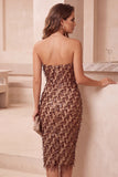 Vestido de cocktail Midi Midi Body Body Body Body Con Cintilante de Café Bodycon