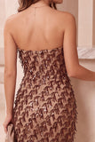Vestido de cocktail Midi Midi Body Body Body Body Con Cintilante de Café Bodycon