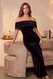 Vestido Maxi Cocktail Maxi Bodycon de Veludo Preto com Missangas