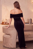 Vestido Maxi Cocktail Maxi Bodycon de Veludo Preto com Missangas