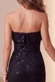 Vestido de cocktail Midi de Lantejoulas Sem Guardas Preta, Sheath