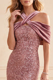 Desert Rose Sereia Cabeçada Lantejoulas Veludo Vestido Formal Comprido