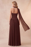 Espartilho de café Sweetheart A-Line Vestido Formal Longo com Strass