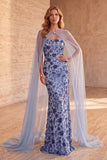 Sereia Azul Ardósia Vestido Formal Longo Longo Formal Azul Ardósia Sem Alças