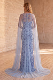Sereia Azul Ardósia Vestido Formal Longo Longo Formal Azul Ardósia Sem Alças