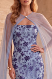 Sereia Azul Ardósia Vestido Formal Longo Longo Formal Azul Ardósia Sem Alças