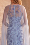 Sereia Azul Ardósia Vestido Formal Longo Longo Formal Azul Ardósia Sem Alças