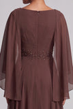 Vestido de mãe da noiva com capuz A-Line A-Line Cowl, Chiffon Longo, com bordas