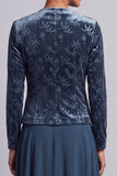 Vestido Mãe da Noiva Azul Pavão A-Line Long de 2 peças com casaco bolero de veludo