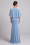 Vestido Formal Longo de Veludo Capa de Sereia Azul Claro com Flor 3D