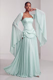 Vestido de baile de finalista longo Peplum A-Line em camadas com espartilhos blush, chiffon, Jacquard, com mangas alargadas