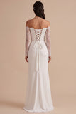 Vestido de noiva Maxi de renda de renda branca com veste branca no ombro