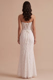 Vestido de Noiva Maxi Sem Alças com Espartilho Branco e Vestido de Noiva Sem Alças