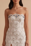 Vestido de Noiva Longo com Vestido de Noiva Branco Guarda-Lantejoulas Sem Guarda-Lantejoulas Sheath
