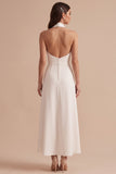 Vestido de Noiva Midi de Cetim A-Line A-Line Branco