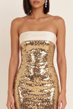 Vestido de cocktail curto de lantejoulas bodycon dourado dourado brilhante